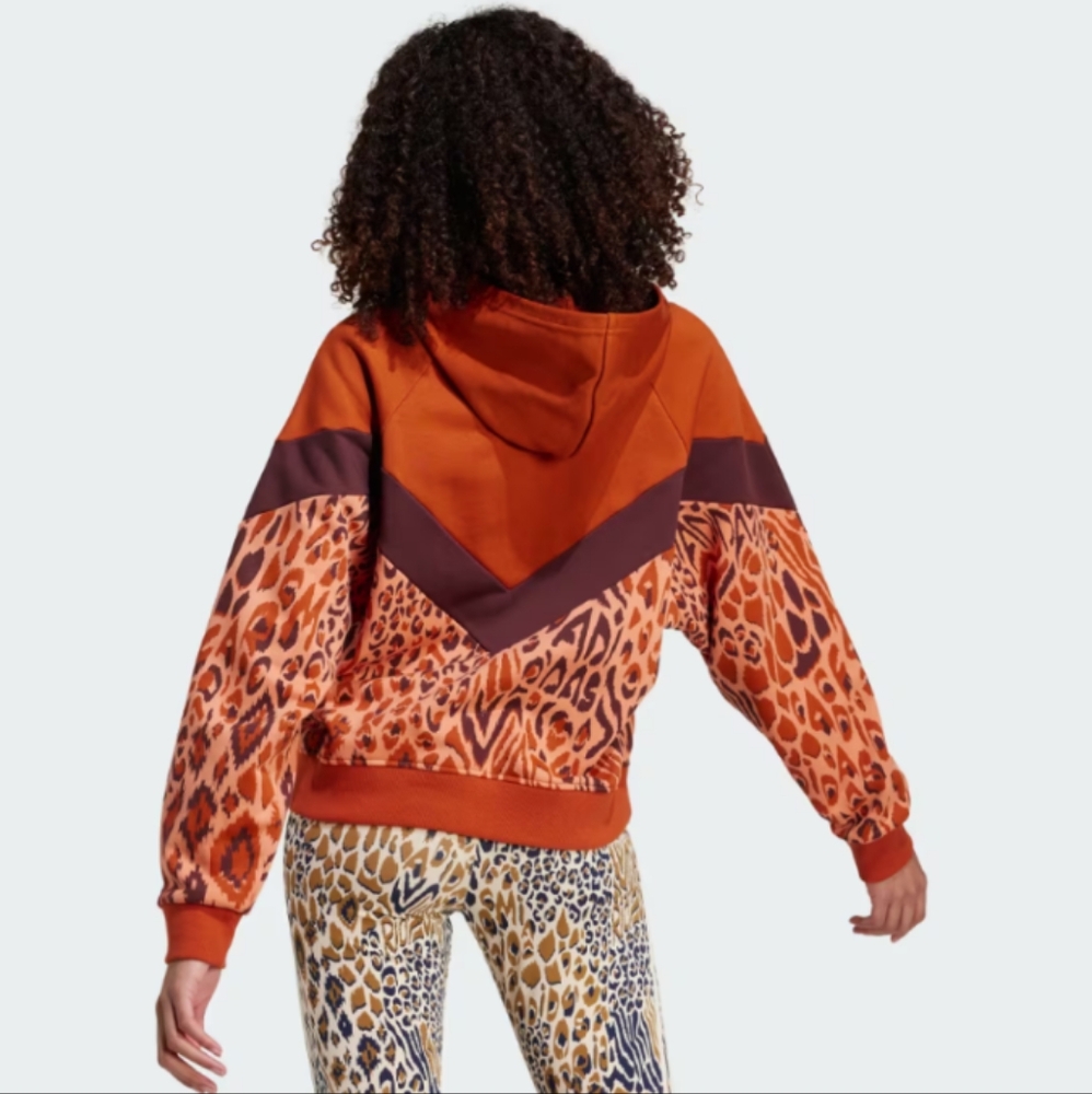 NWT FARM Rio Hoodie Adidas Collaboration Sweatshirt Animal Print Womens Size XL - Picture 6 of 7